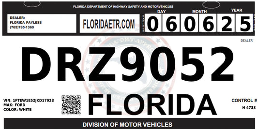Florida 30-Day Temporary Tag – Licensed Dealer Issued